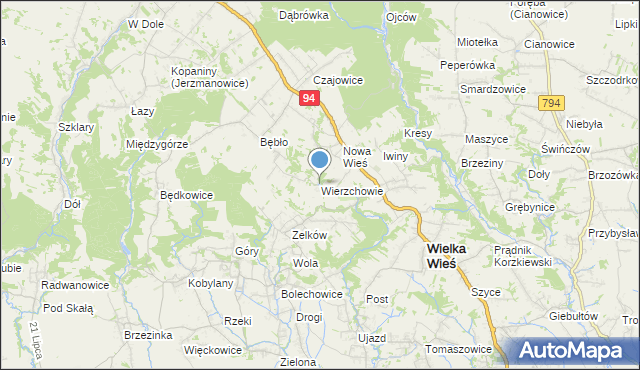 mapa Wierzchowie, Wierzchowie na mapie Targeo